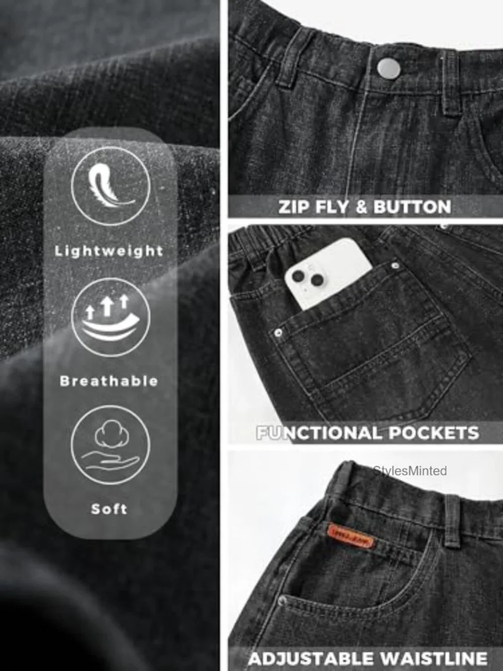 Wide Leg Baggy Denim Shorts with Pockets Y2k Streetwear